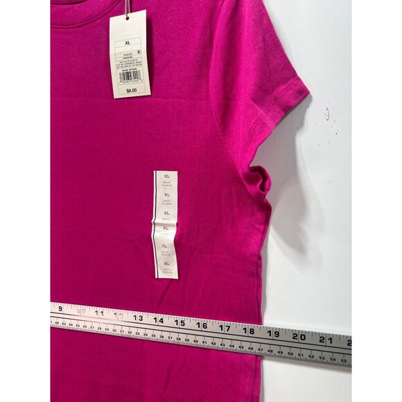 A New Day - Women's Slim Fit Short Sleeve Ribbed T-Shirt - Pink - Extra Large - Picture 6 of 15